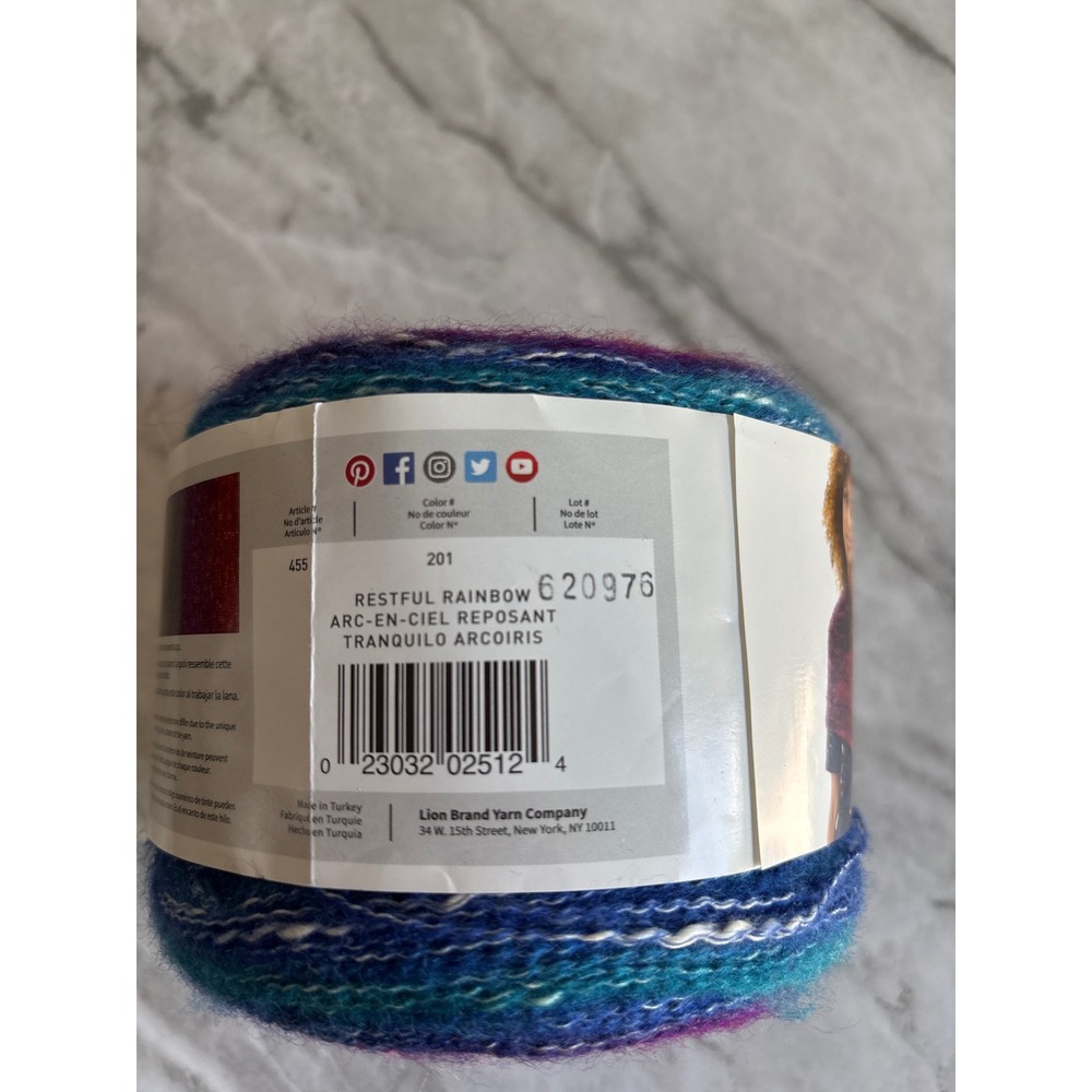 Lion Brand Shawl in a Cake Yarn OS Restful Rainbow New Cotton Blend Gradient - Picture 6 of 7